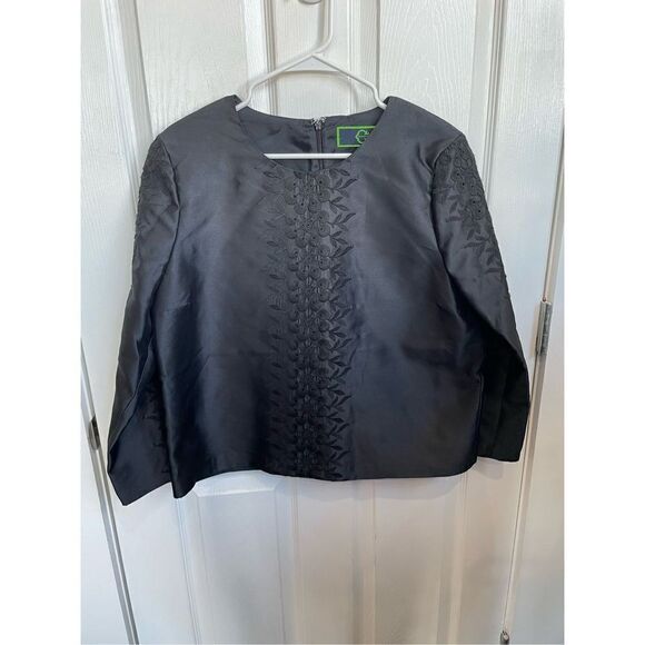 C. Wonder Silk Black Dressy Top Women’s Size 14  Embroidered New With Tags - Picture 8 of 8